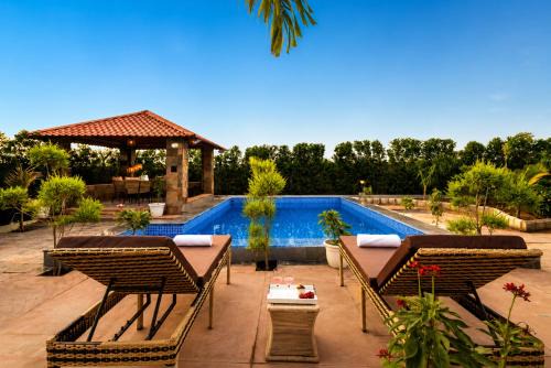 Bhiwadi Villa | ELIVAAS Signature Royal Green Farm Pet-friendly 2-BHK Countryside Farmhouse with Private Pool, Gazebo and Garden