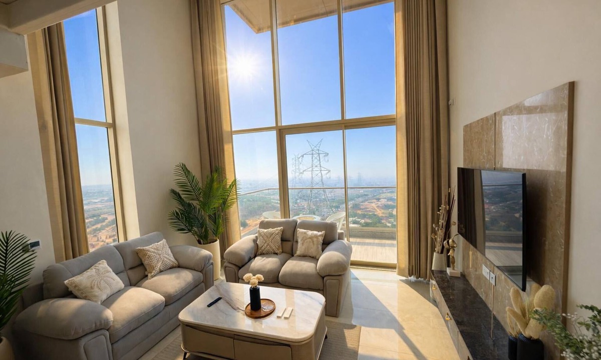 Gurugram Apartment | Velantra Sky Duplex Luxury High-Rise Stay with Panoramic Views