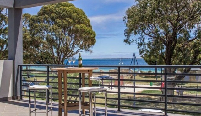 Ocean views from your spacious balcony at Seaside Escape Aria in Rockingham