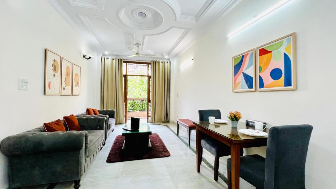 New Delhi Apartment | BluO 1BHK City Centre - Balcony, Lift, Terrace